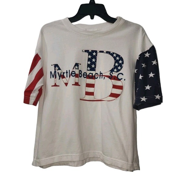 New Wave by Toledo Myrtle Beach Graphic Tee Patriotic USA‎ Made S/M - Picture 1 of 5